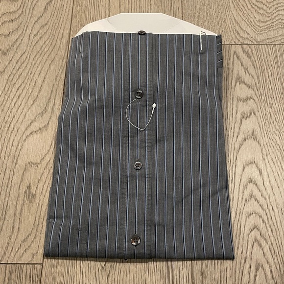 Faconnable Gray and Blue Striped Dress Shirt French Collar L/S - Picture 3 of 3